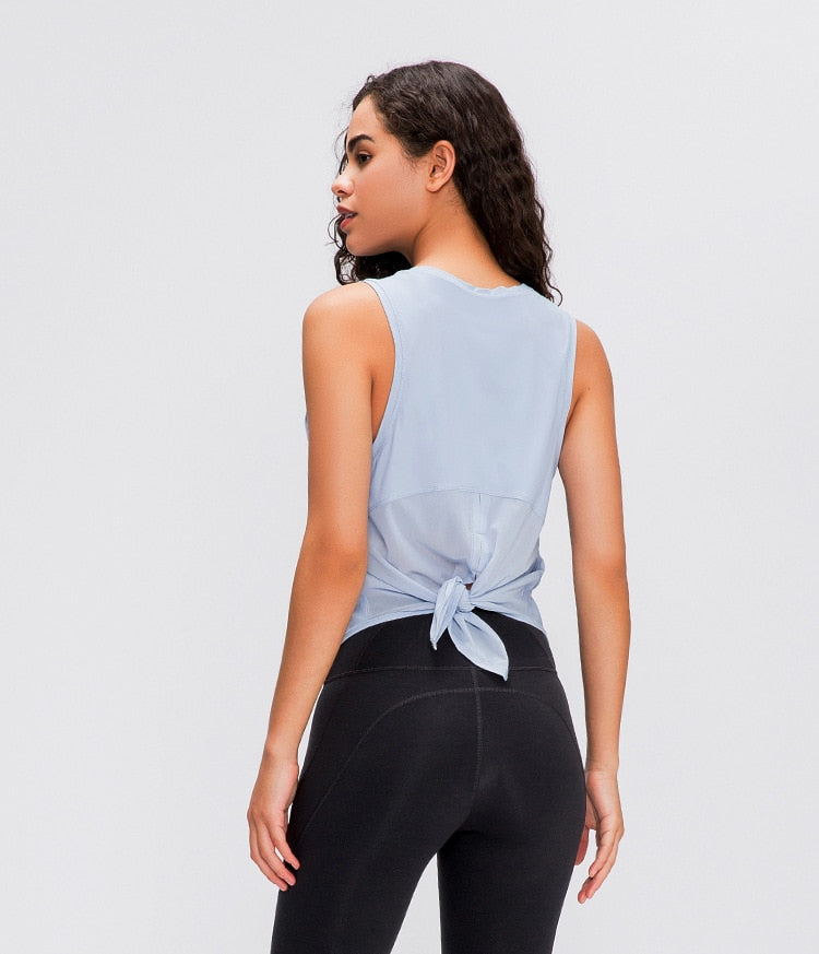 Amy Mesh Back Tie Tank - 14 Colors