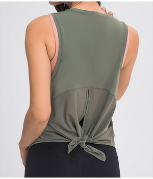 Amy Mesh Back Tie Tank - 14 Colors