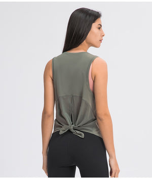 Amy Mesh Back Tie Tank - 14 Colors