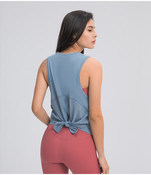 Amy Mesh Back Tie Tank - 14 Colors