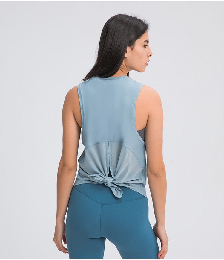 Amy Mesh Back Tie Tank - 14 Colors