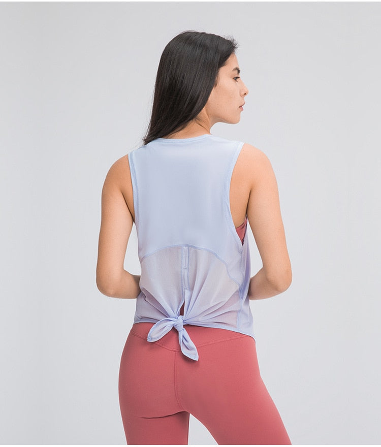 Amy Mesh Back Tie Tank - 14 Colors